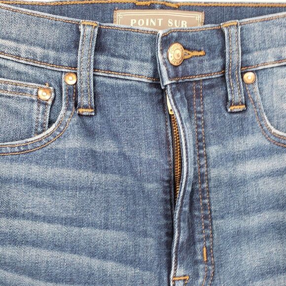 J Crew Point Sur Jeans Womens 27T Blue High Rise Flare Leg Distressed Denim - Picture 2 of 15